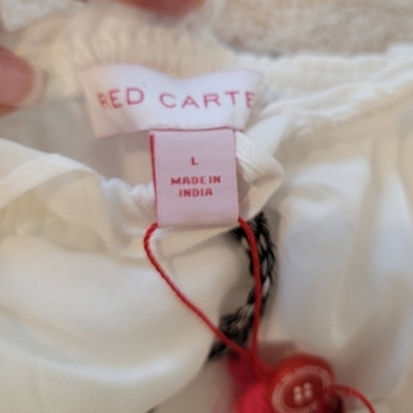 Red Carter x Anthropologie Off The Shoulder Tiered Fringe Sleeve Tassel Crop Top - Picture 12 of 13